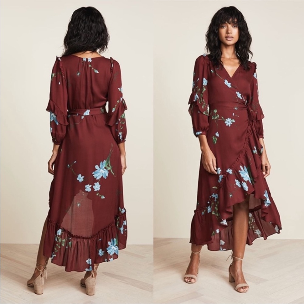 Joie Anawrette Floral Burgundy Wrap Dress